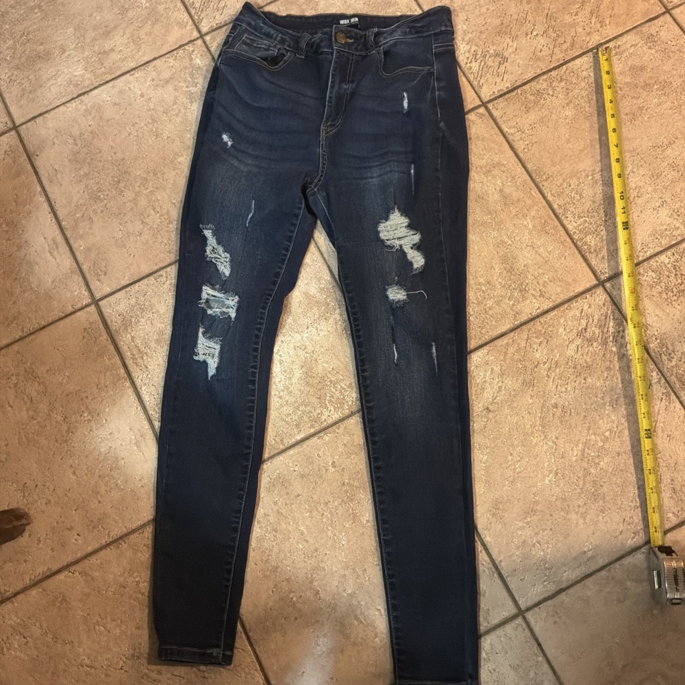 Wax Jean Distressed Size 11/30 90209 Edgy Grunge Punk Ripped